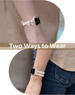 Wearlizer Leather Bands Compatible with Apple Watch Band 38mm 40mm 41mm 42mm 44mm 45mm 49mm(Ultra) Women, Double-Row Design with Rivets Decoration Stylish Strap for iWatch Series 8 SE 7 6 5 4 3 2 1 - Image 4